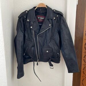 FIRST Men's Biker Jacket Size S In Black